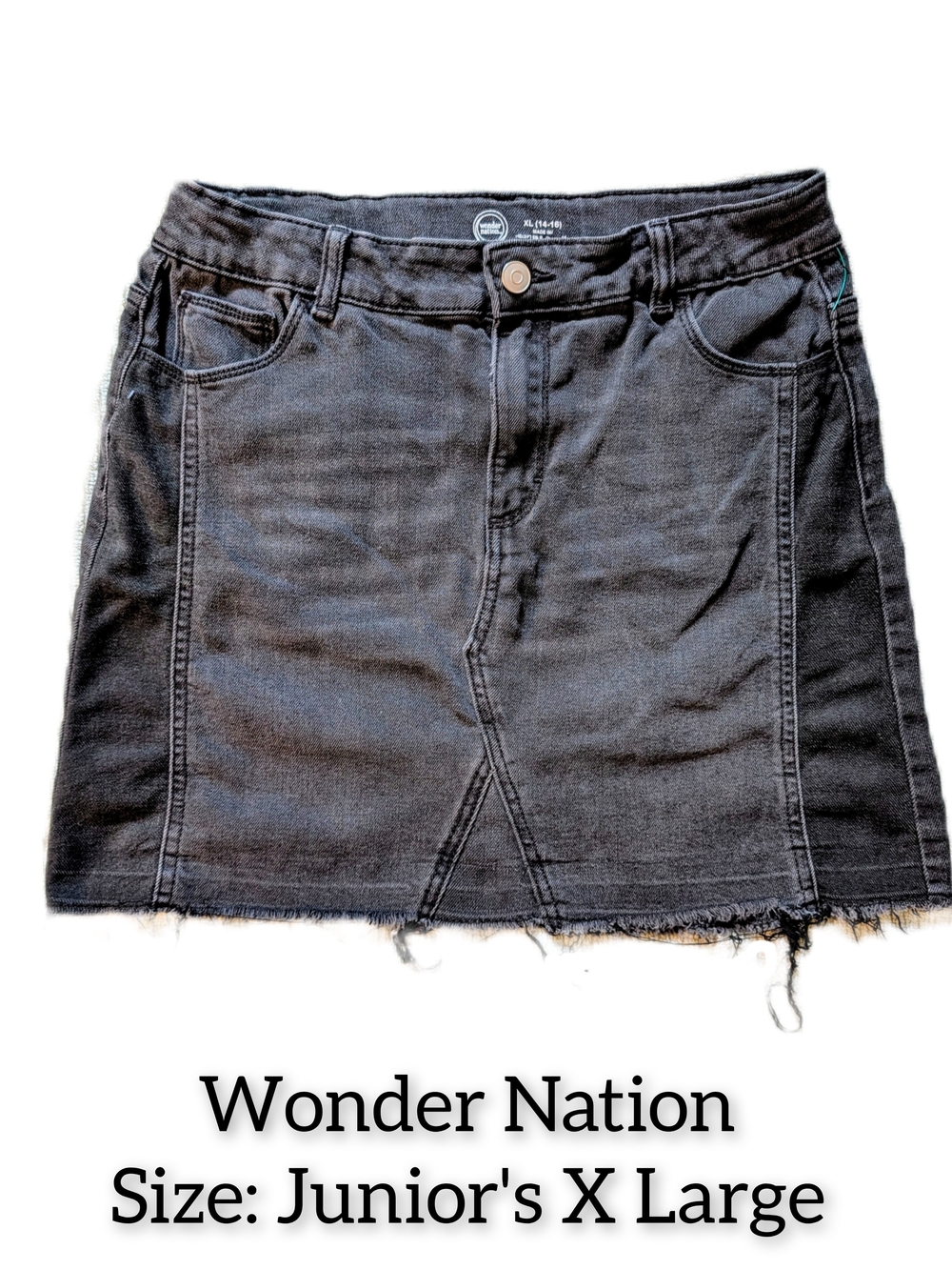 Wonder Nation Black Raw-Hem Denim Mini Skirt